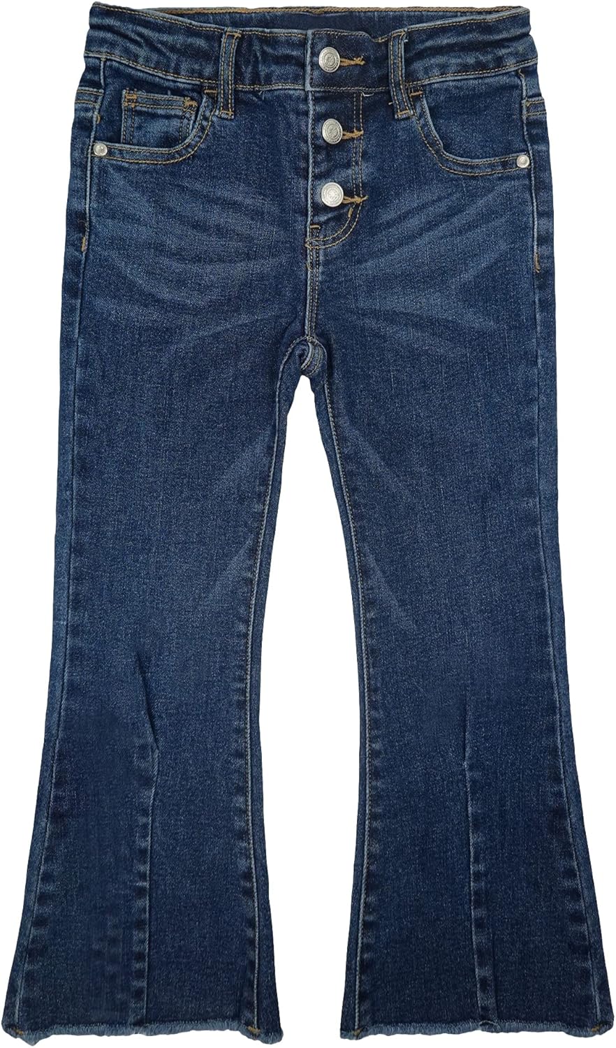Girls Jeans,Raw Edge 3 Buttons Stretchy Bell-Bottom Denim Pants