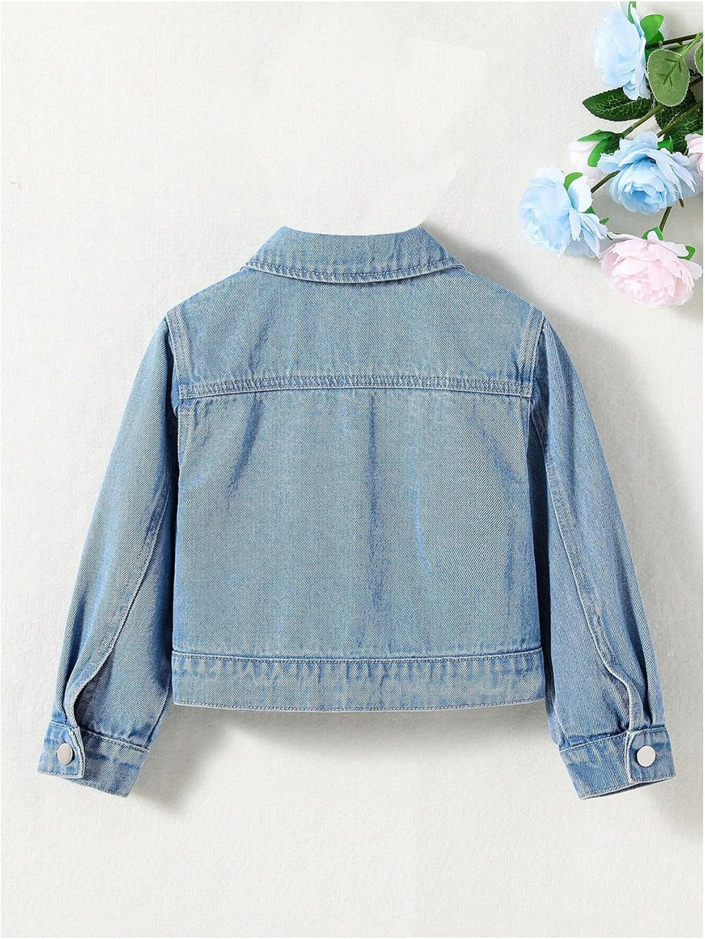 Girl's Ripped Long Sleeve Single Breasted Collar Denim Jackets Outerwear