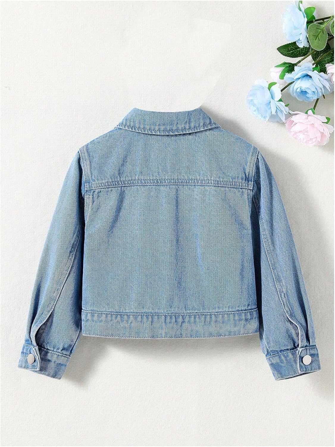 Girl's Ripped Long Sleeve Single Breasted Collar Denim Jackets Outerwear