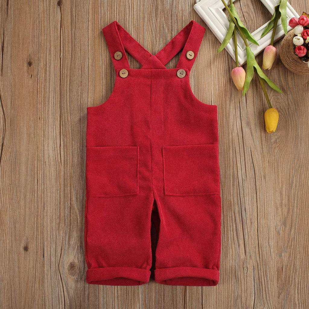 Toddler Baby Boy Girls Solid Overalls Romper Jumpsuit Suspender Bib Pants One-Piece Outift Clothes