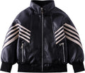 Kids PU Leather Flight Bomber Aviator Jackets Boys Motorcycle Biker Leather Jackets Coat For 3-14Years