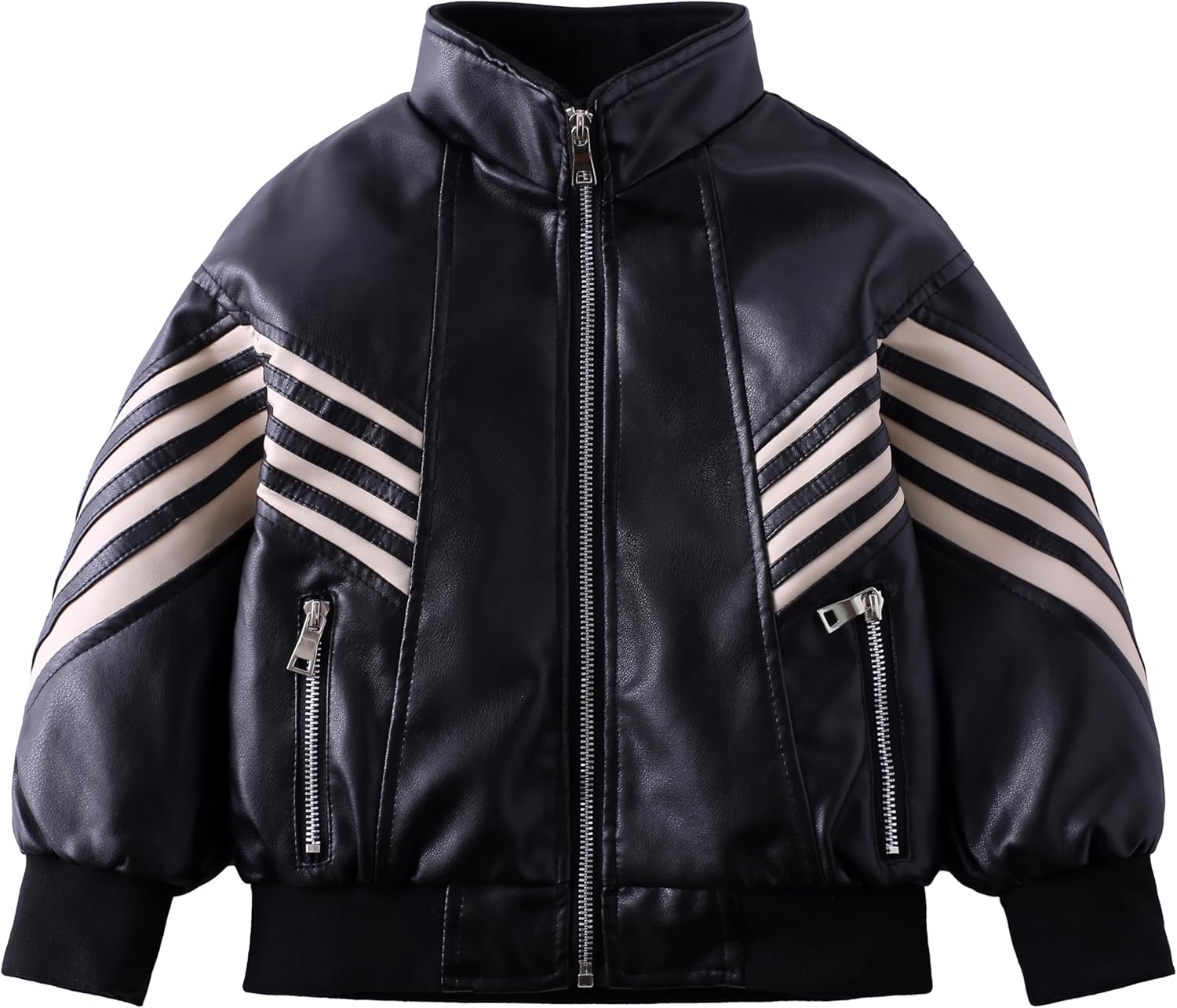 Kids PU Leather Flight Bomber Aviator Jackets Boys Motorcycle Biker Leather Jackets Coat For 3-14Years