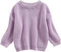 Toddler Baby Girl Boys Sweater Round Neck Long Sleeve Candy Color Knitted Pullover Tops Autumn Winter Sweatshirt