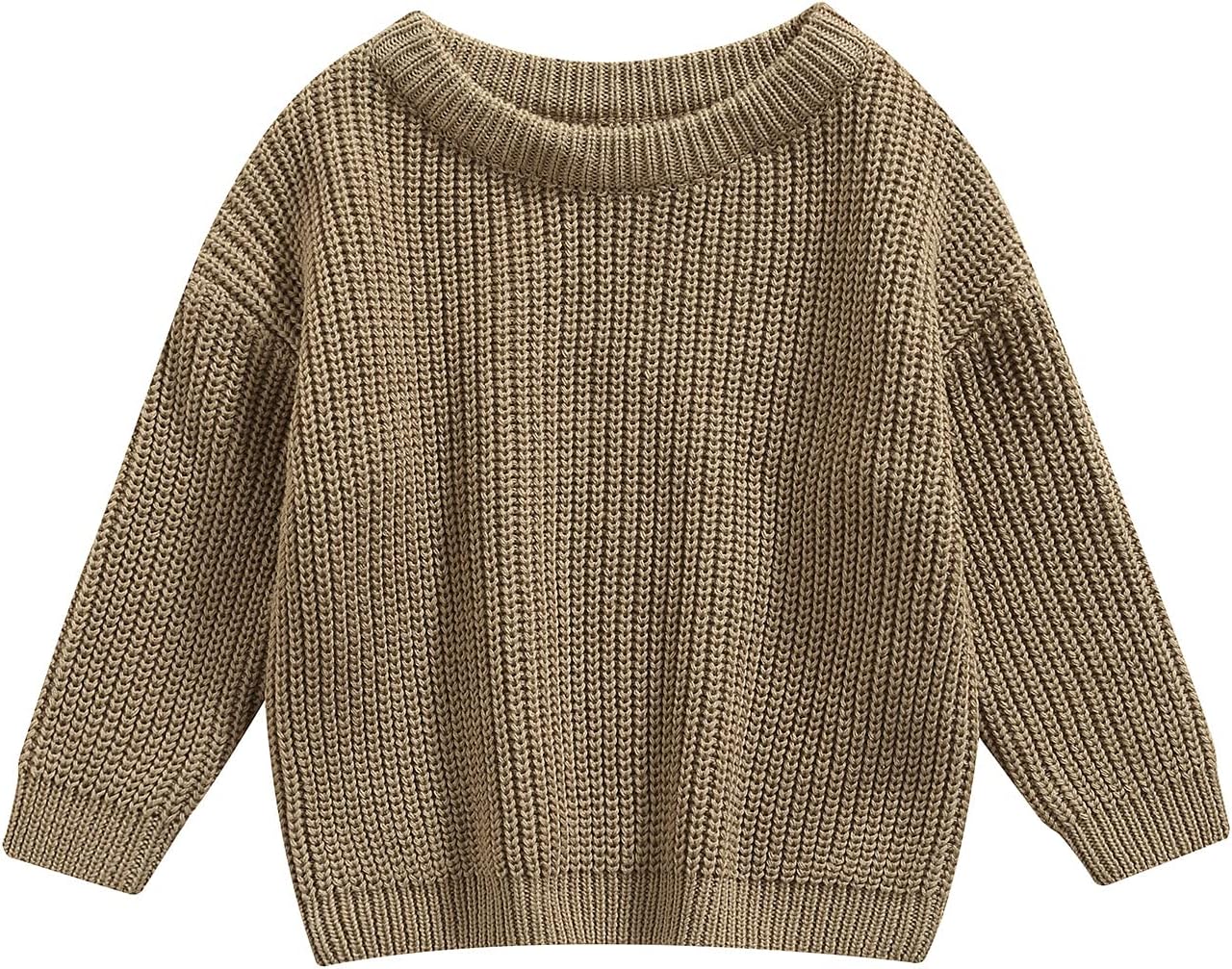 Toddler Baby Girl Boy Knit Sweater Round Neck Long Sleeve Pullover Sweatshirt Fall Winter Clothes