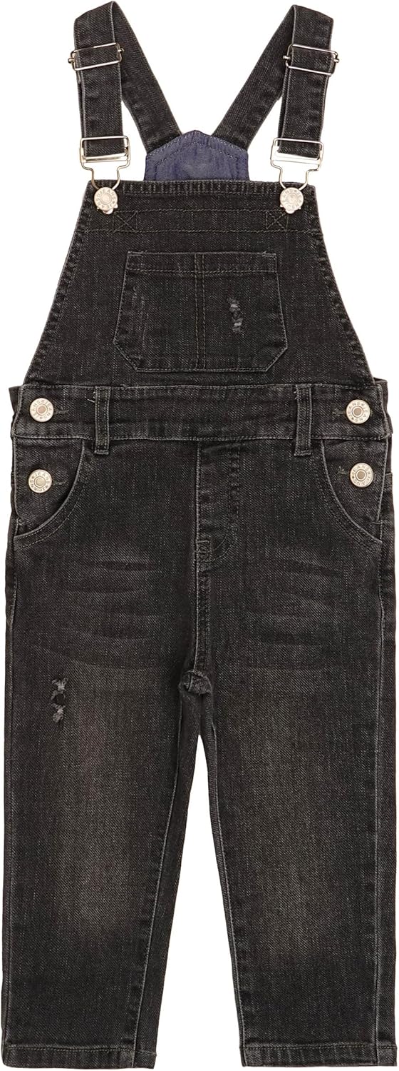 Baby Little Boys Slim Fit Jeans,Ripped Big Bib Pocket Fashion Denim Overalls