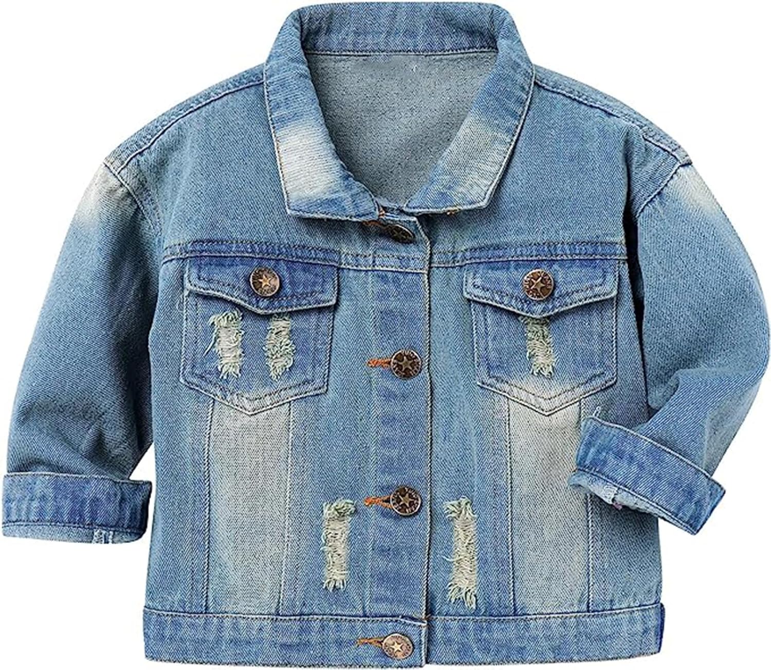 Baby Boys Girls Denim Jacket Kids Toddler Button Down Jeans Jacket Top Coat Outerwear
