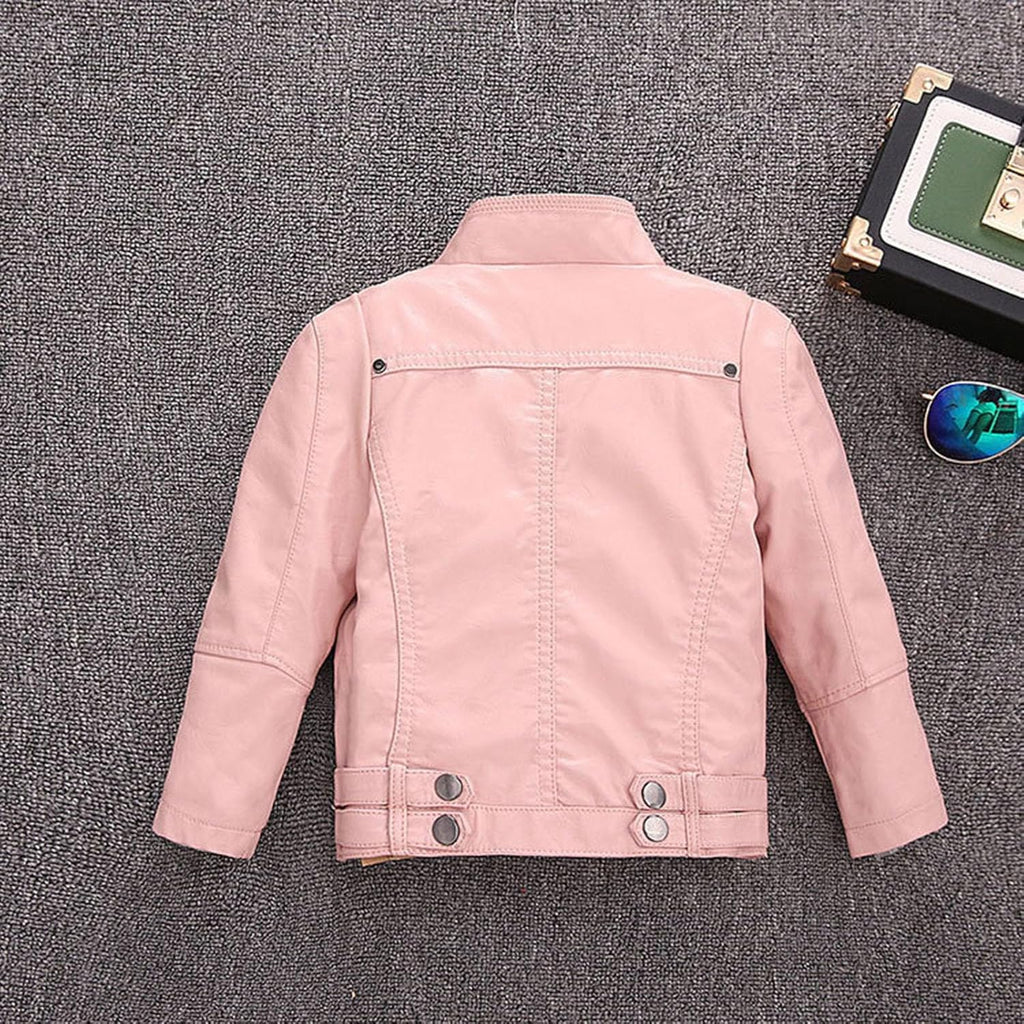 Kids Girl Spring Pu Leather Jacket Motorcycle Coat For Boy Faux Leather Jacket Warm Jackets Girls