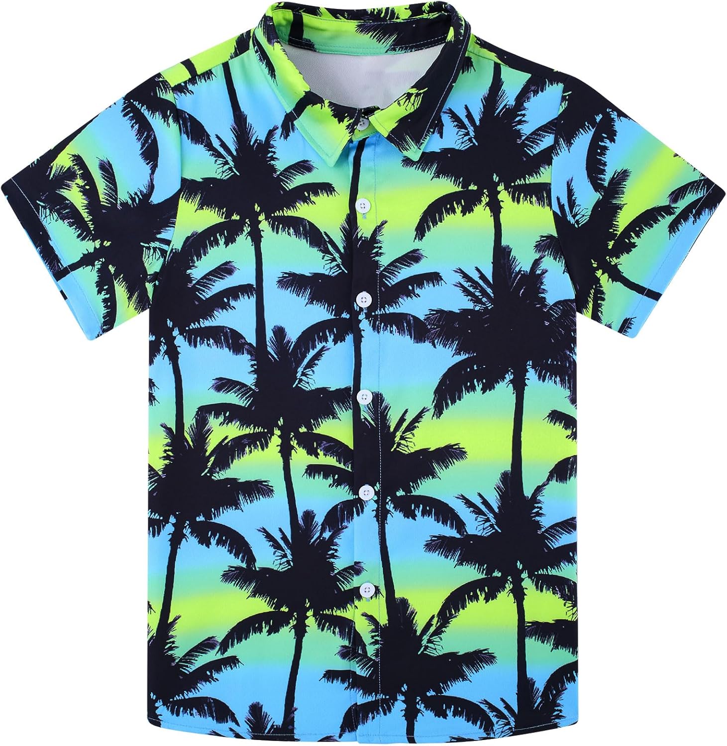 Little & Big Boys Hawaiian Shirt Kids Tropical  3D Print Button Down Shirts for 3-14 Years Old