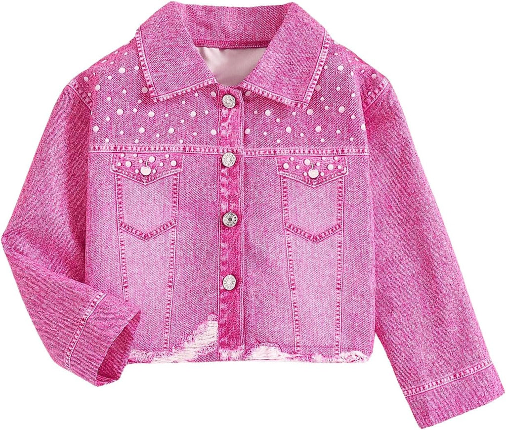 Toddler Girl's Casual Long Sleeve Button Down Jacket Lapel Collar Outwear(No Denim)