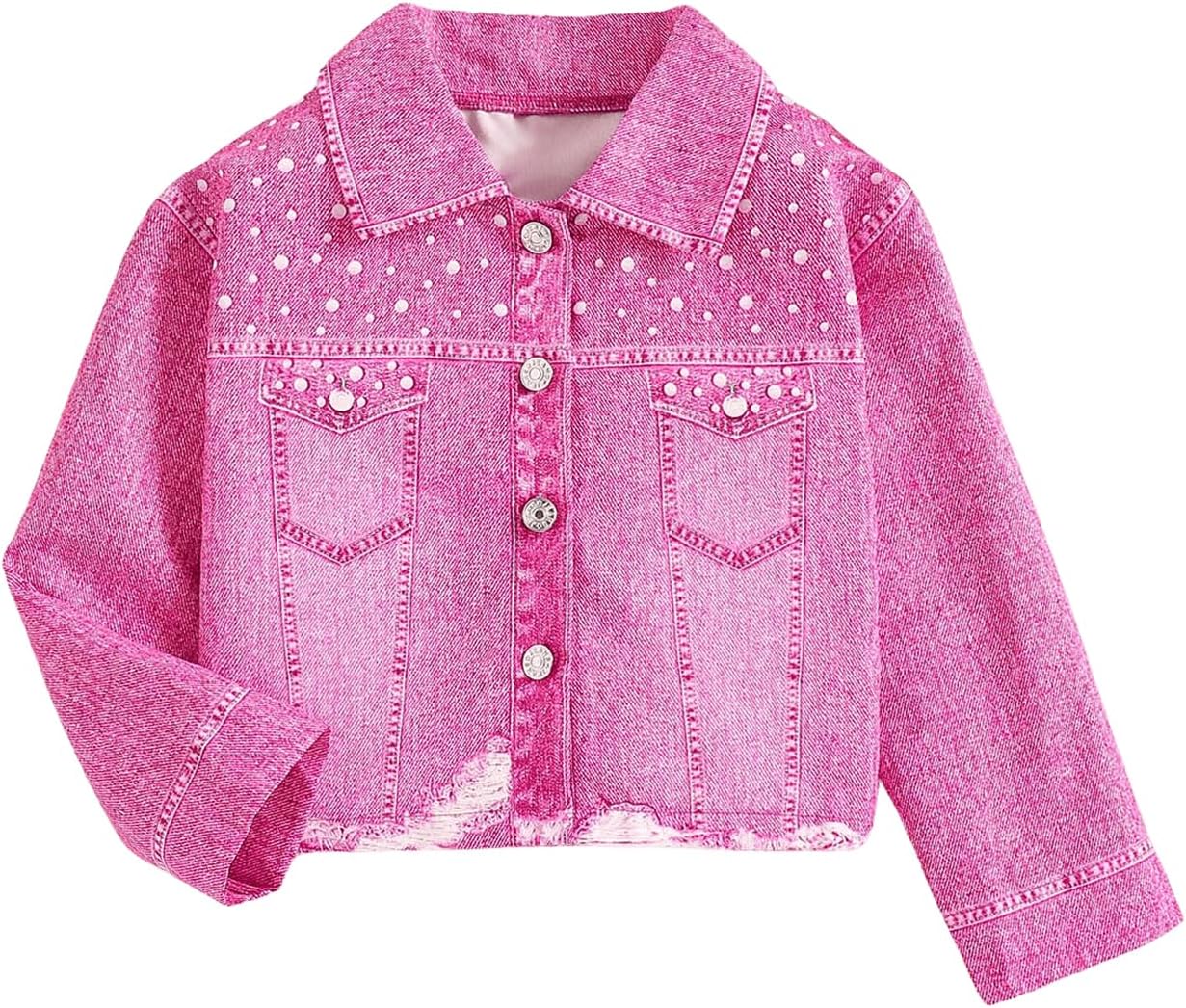 Toddler Girl's Casual Long Sleeve Button Down Jacket Lapel Collar Outwear(No Denim)