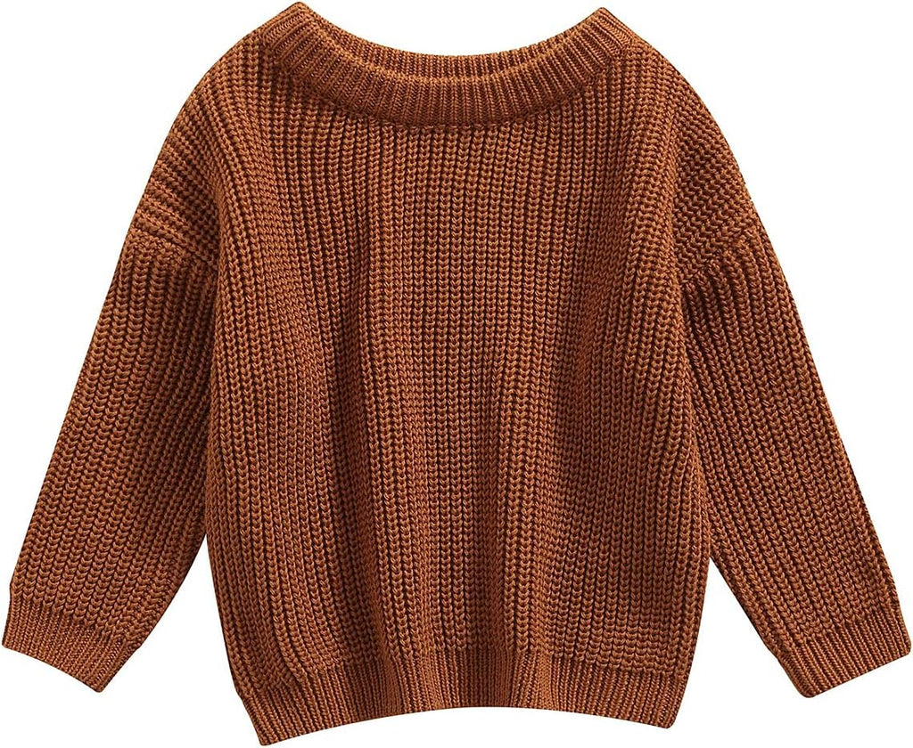 Toddler Infant Baby Girl Boy Knit Sweater Solid Color Oversized Crewneck Warm Pullover Sweatshrit Fall Winter Tops