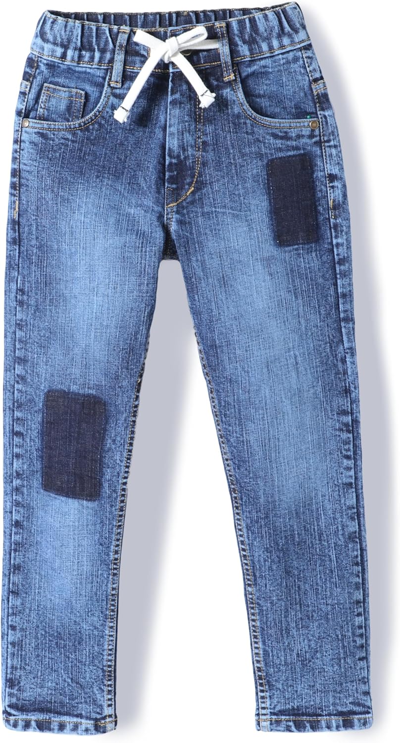 Boys Jeans with Inner Elastic in Stretchable Denim Fabric Slim Fit