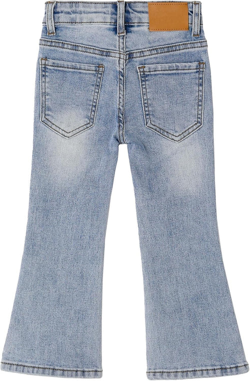 Baby Little Girls Flared Slim Fit Jeans, 18M-6T Bell-Bottom Stretchy Denim Pants