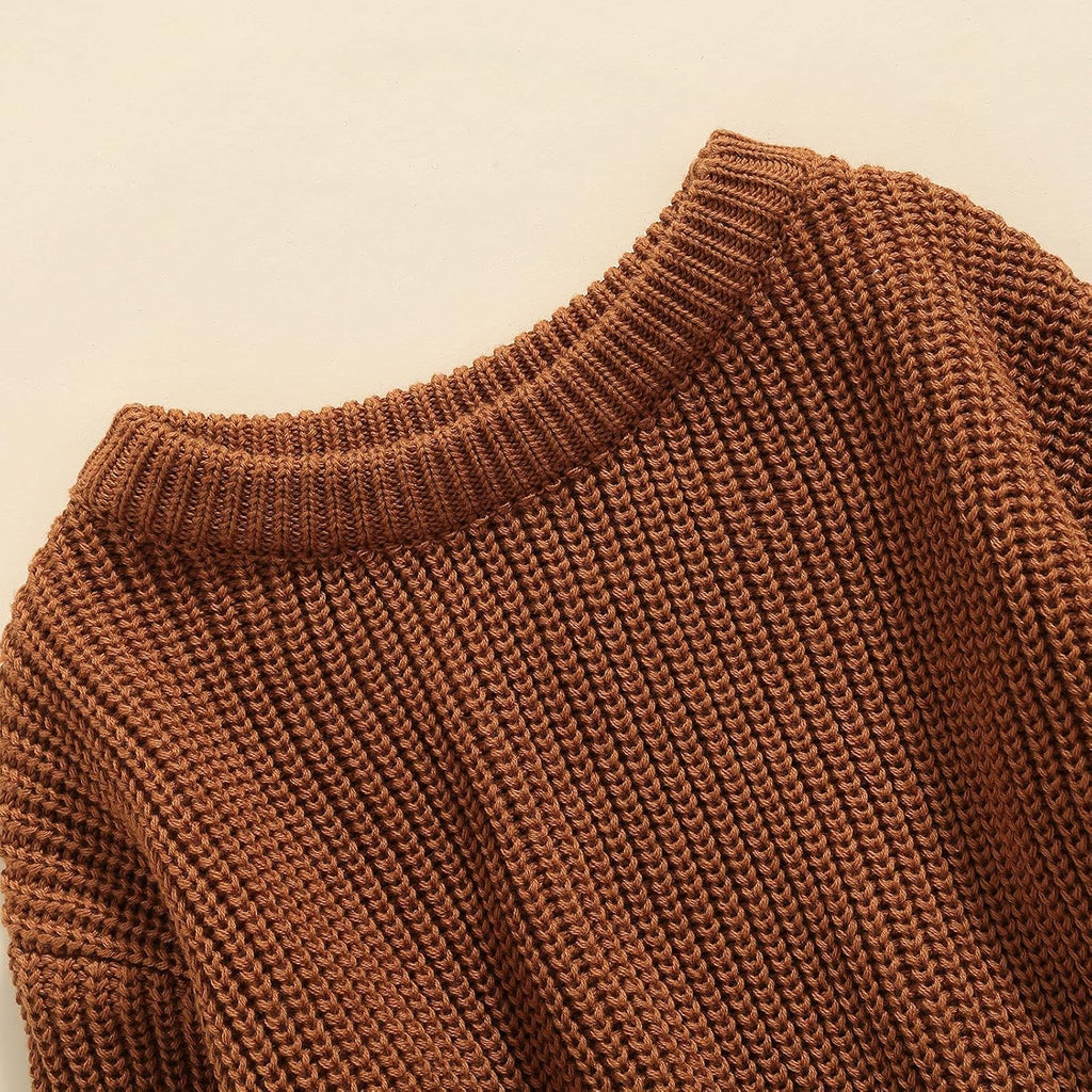 Toddler Infant Baby Girl Boy Knit Sweater Solid Color Oversized Crewneck Warm Pullover Sweatshrit Fall Winter Tops