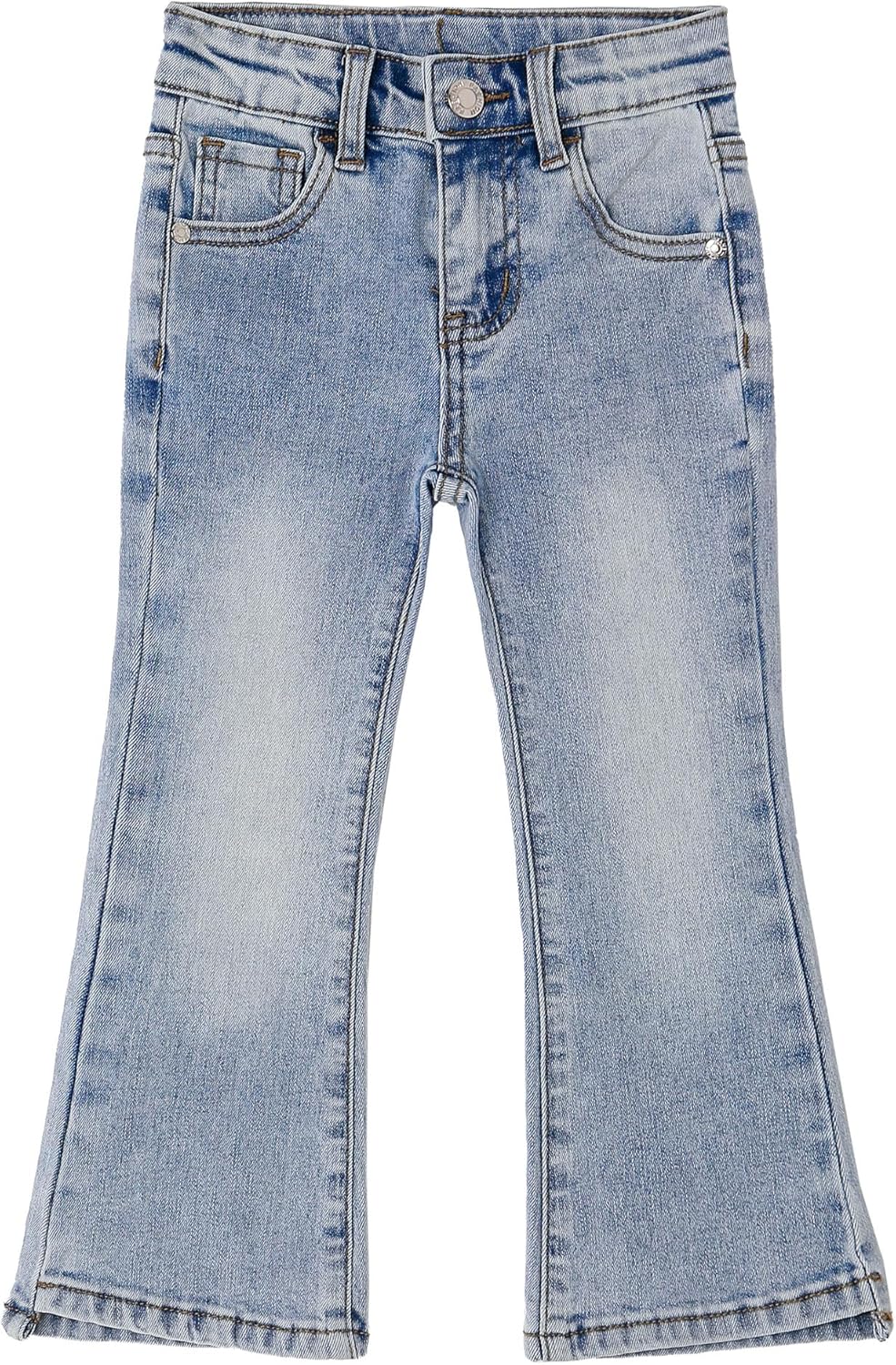 Baby Little Girls Flared Slim Fit Jeans, 18M-6T Bell-Bottom Stretchy Denim Pants