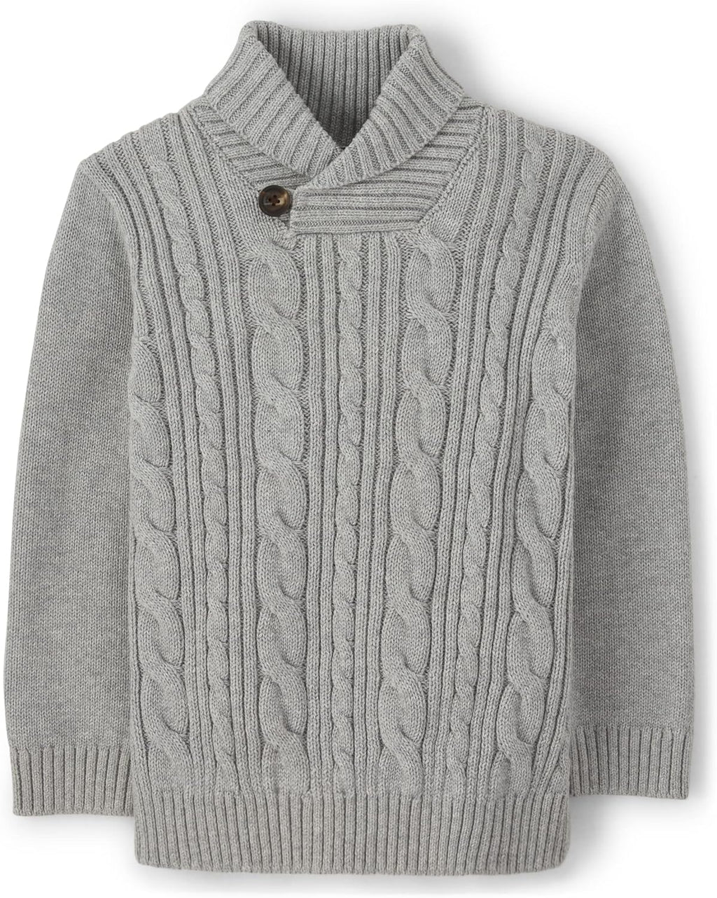 Boys and Toddler Long Sleeve Cable Knit Shawl Sweater