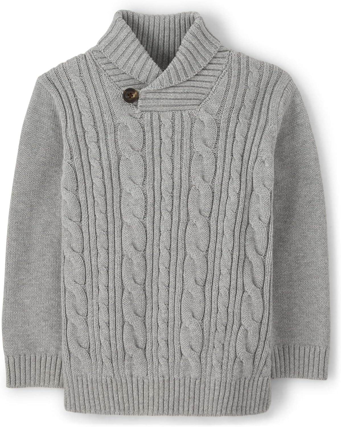 Boys and Toddler Long Sleeve Cable Knit Shawl Sweater